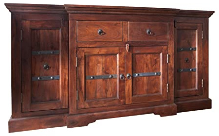 MASSIVMOEBEL24.DE | Oxford Sideboard Akazie 160x45x85, Farbe:Dunkelbraun lackiert, Größe:160x45x85 cm (BxTxH)