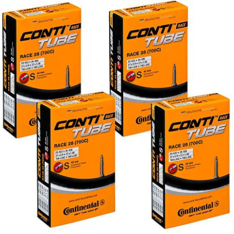 4 x Continental Bike Inner Tube Race 28 700 20 25 Presta 42 mm cykelventil, svart