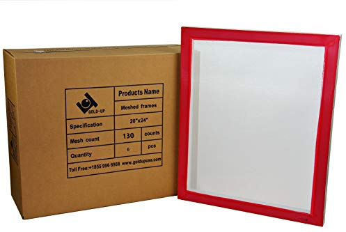 Marcos de serigrafía de aluminio preestirado de 20 x 24 pulgadas con malla blanca 130 (paquete de 6 pantallas)