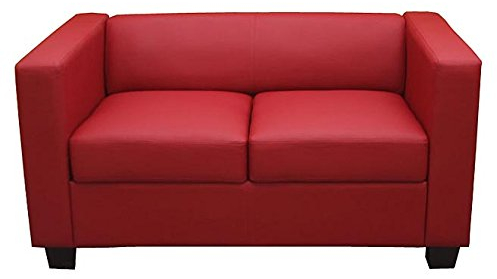Mendler 2er Sofa Couch Loungesofa Lille - Kunstleder, rot