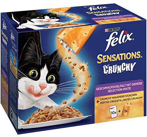 Felix Katzennassfutter Crunchy Crumbles mit Gemüse 10 x 100 g Plus 40 g, 6er Pack (6 x 1.04 kg)