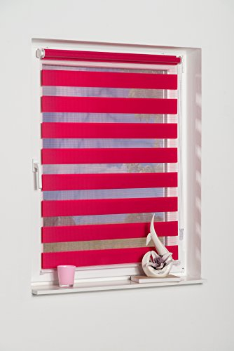 K-home Klemmfix Doppelrollo Andorra ohne Bohren Fuchsia 40 x 150 cm (B x L)