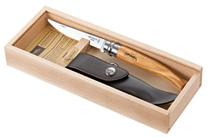 OPINEL Geschenkset Slim-Line-Messer mit Olivenholzgriff in Holzbox