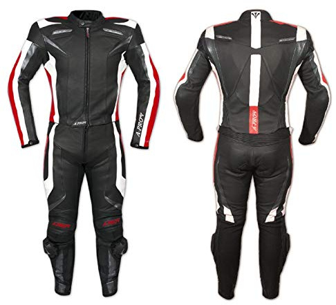 Tuta Pelle Moto Racing Pista Sport 2 Pezzi Divisibile Prese Aria A-Pro Rosso 58