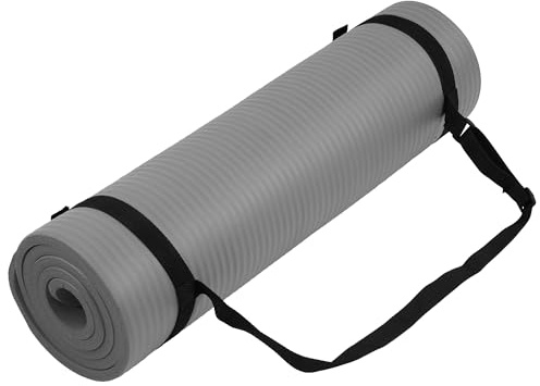 Fitvids All Purpose 1/2-Inch Extra Thick High Density Anti-Tear Exercise Yoga Mat with Carrying Strap, Gray