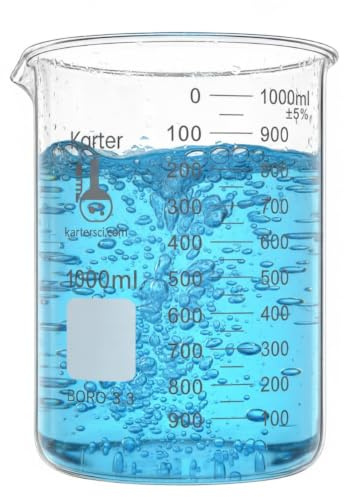 1000ml Beaker, Low Form Griffin, Boro. 3.3 Glass, Double Scale, Graduated, Karter Scientific 213D27 (Single)