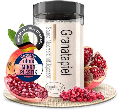 Frankonia BATH & SPA Sauna Salz Peeling Granatapfel – 400 g Meersalz-Körperpeeling mit Jojobaöl & Vitamin E – Dusch- & Body Scrub für alle Hauttypen – Vegan & ohne Parabene – ohne Microplastik