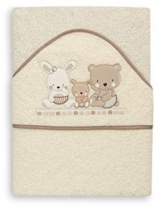 Interbaby 01080-05 Baby Kapuzenbadetuch LOVE beige, Beige