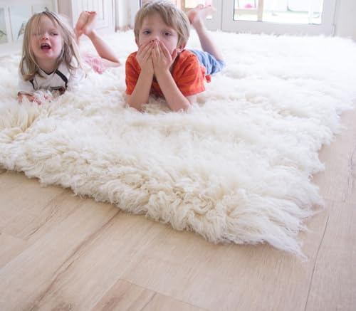 Steffensmeier Flokati 3000 Teppich Natur | original griechischer Hirtenteppich Hochflor | 100% Schurwolle aus Neuseeland, Größe: 140x200 cm
