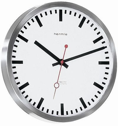Hermle Moderne Wanduhr mit Funkwerk, Funkuhr, batteriebetrieben Grand Central- 30471-000870