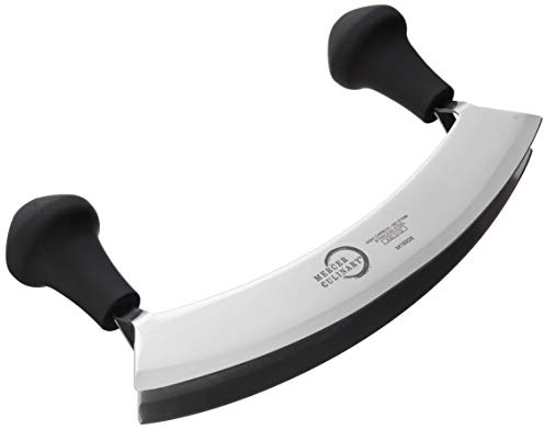 Mercer Culinary Double Blade Rocking Mezzaluna Knife with 2 Knob Handles, 8 Inch, Stainless Steel