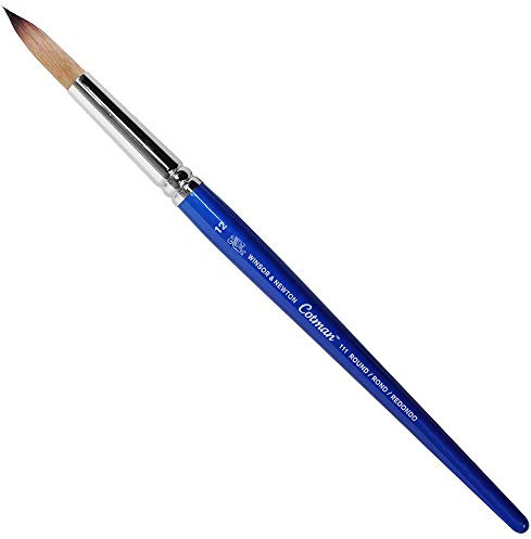 Winsor & Newton Brush, Wood, Transparent, No 12 -. 7.9 mm, round - brush, short handle | Synthetic, Short Handle, Nickel Plated Brass Ferrule, Easy Cleaning, Blend of Thick & Thin Fibers
