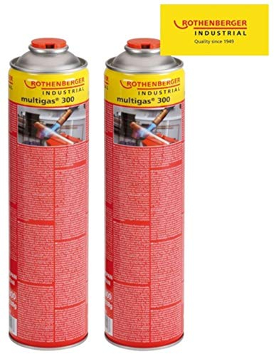 ROTHENBERGER Industrial Multigas 300 Gas Kartusche,600 ml,338g,Anschluss: 7/16“ EU,Norm EN 417 selbstverschließend,2 Stück