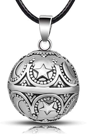 EUDORA Harmony Ball Llamador de Angeles Embarazada Estrella Luna Collar de Mujer, Colgantes de Mujer Primer Embarazo Mamá Amigo Hermana Esposa Mejor Regalo, 114,3CM + 76,2CM