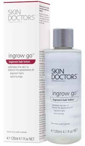 Skin Doctors Ingrow Go Lotion, Anti-Ingrown Hair Treatment, Prevents and Reduces Ingrown Hairs after Shaving or Waxing, Legs, Bikini Line, Underarms, Face, 120 ml