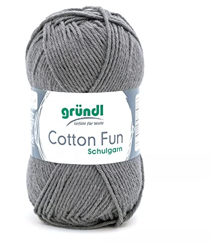 Gründl Wolle Cotton Fun Häkelgarn 1 Knäuel 50 g, Anthrazit | Wolle zum Häkeln - Strickgarn - Häkelgarn - Pflegeleicht und hautfreundlich - 100% Baumwolle - 50 g / 115 m - Nadelstärke 3-4