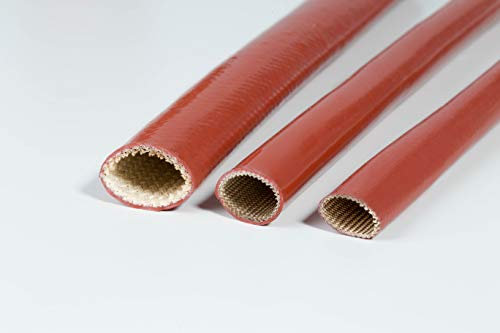Guaina Isolante in Fibra di Vetro e Silicone, diametro 8 mm, colore Rosso, Alte Temperature 260° C, Isolamento Elettrico 1500V, 10 Metri