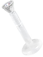 Drops Karisma Labret Bioplast Lippen Piercing Aufsatz Transparent Kristall Stein 2,2mm - Regenbogen L8