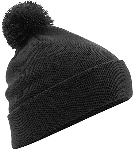 Beechfield Original Pom Pom Beanie Hat Winter Bobble Beenie Ski Wear (Black)