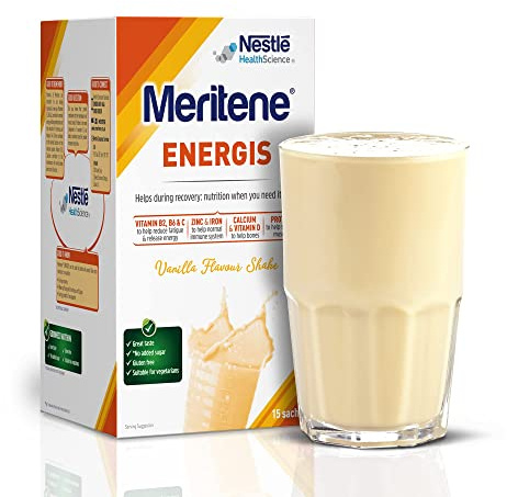 Meritene Energis Vanilla Protein Shake | 30g Powder Sachets, Pack of 15