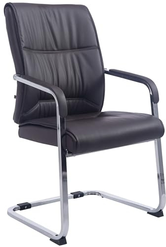 CLP Silla De Conferencia Anubis En Polipiel I Silla De Oficina En Estilo Cantiléver, con Reposabrazos & Base Metálica, Color:marrón
