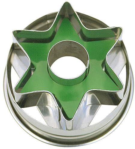Städter 954329 Cortadores con expulsor Estrella, Acero Inoxidable, Plata/Verde, 4,8 x 4,8 x 4,8 cm
