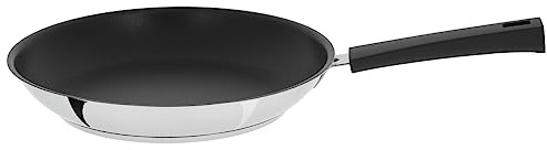 CRISTEL sartén de Acero Inoxidable con Antiadherente Excalibur Mutine Fijo, Acero Inoxidable, Negro, 28 cm