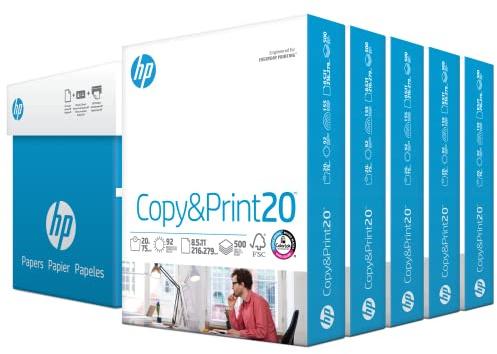 HP Printer Paper | 8.5 x 11 Paper | Copy &Print 20 lb | 5 Ream Case - 2500 Sheets| 92 Bright | FSC Certified| 200350C