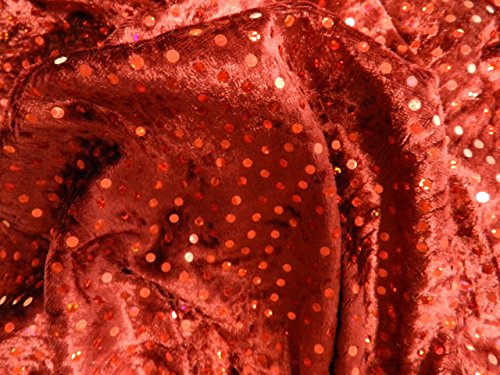 Pannesamt Samt Stoff mit Pailletten ROT Stoff Meterware