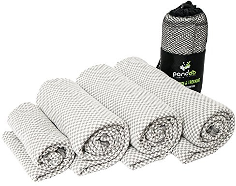 pandoo Bambus Reisehandtuch | Ultraleicht, extrem saugfähig, antibakteriell & schnelltrocknend | Besser als herkömmliche Mikrofaser | Sport-, Reise-, Trekking- & Badetuch