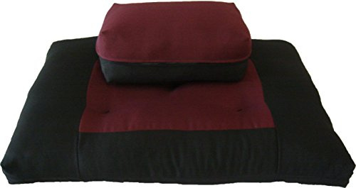 D&D Futon Furniture Zabuton Zafu Set, Yoga, Meditation Seat Cushions, Kneeling, Sitting, Supporting Exercise Pratice Zabuton & Zafu Cushions. (Burgundy)