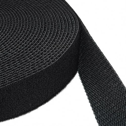 KLEBESHOP24 Klettband BEIDSEITIG, Back to Back, schwarz, 16 mm x 3 m | Haken + Flausch Rücken an Rücken