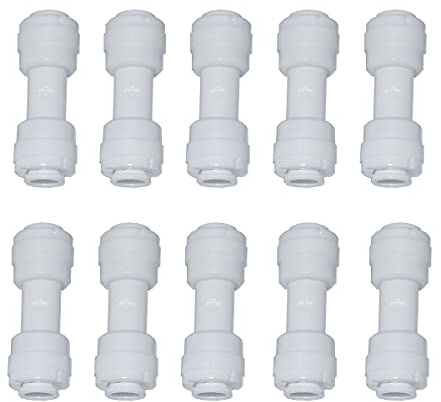 Malida 1/4 OD to 1/4 OD push fit straight union quick connector for RO water system push to connect tube (10pack)