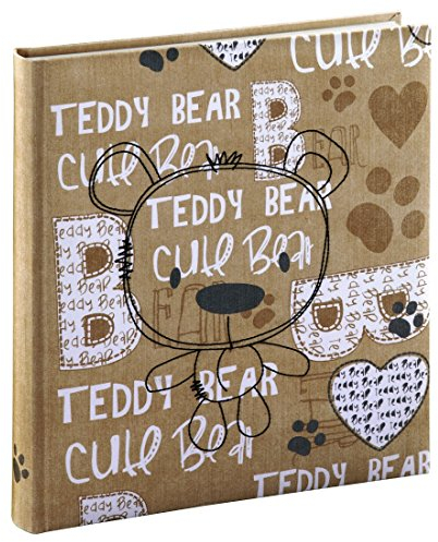 Hama Babyalbum mit Stoffeinband (Fotoalbum mit 50 weißen Seiten und Pergamin-Trennblättern, Fotobuch zum Einkleben, Album für 250 Fotos im Format 10x15 cm) braun