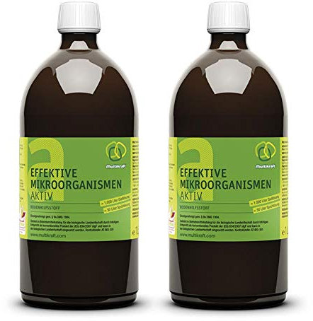 2 bouteilles d'engrais actif à base de micro-organismes effectifs (EM-Aktiv) - 1 l par bouteille