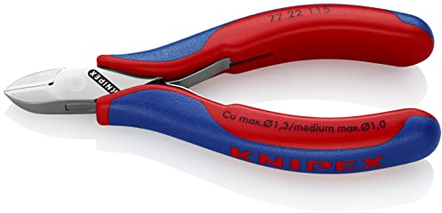 KNIPEX Elektronik-Seitenschneider mit durchgestecktem Gelenk mit Mehrkomponenten-Hüllen 115 mm, 77 22 115