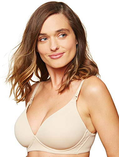 Motherhood Maternity Women's Maternity Lightly Lined Wireless Nursing Bra, Nude , 34DDD