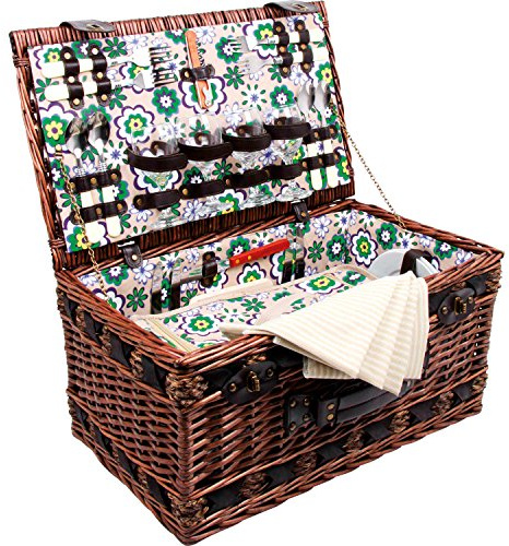 small foot Picknickkorb Deluxe, Weidenkorb für Kinder, aus Holz, inkl. Besteck für 4 Personen. Art-Nr. 6533