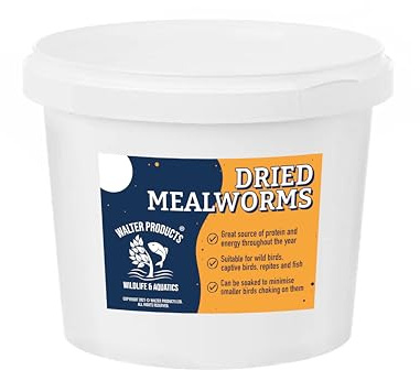 Walter’s Meal Worms (1L Tub) - Dried Mealworms for Birds, Bird Food in Stay Fresh, Easy Tubs