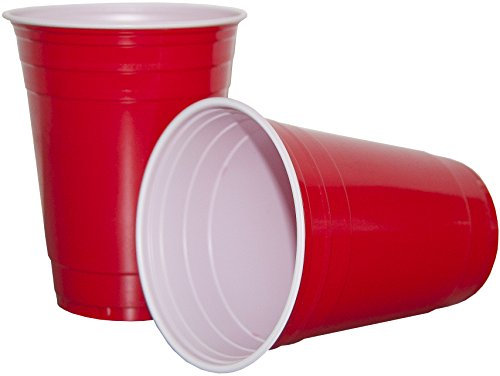 HEKU 30478-01, 50 Trinkbecher, 0,473 L / 16oz, PS, rot
