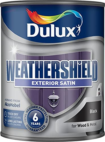 Dulux Weathershield Satin 750ml Black (419497)