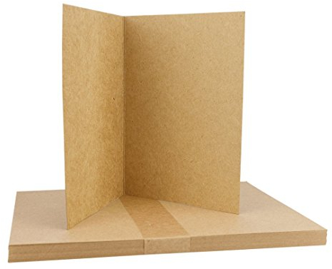 A5 Klappkarte, 283 g/m² Kraftkarton, Kraftpapier, Faltkarte braun, blanko, unbedruckt, 25er Pack