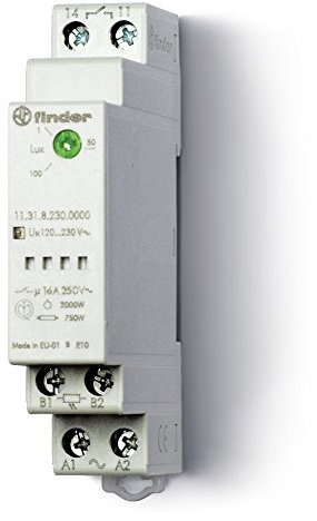 Finder 113100240000PAS - Interruttore crepuscolare 1 NO 16 A 110 A 24 V AC/DC debole, larghezza 17,5 mm