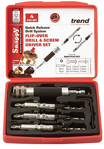Trend Snappy 4-Piece Flip Over Driver Set, Quick Change & Efficient Piloted Countersinking, SNAP/FLIP/SET