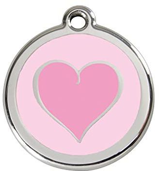 Red Dingo Enamel Tag - Coloured Heart Pink SML