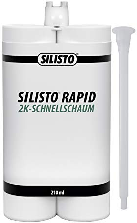 SILISTO RAPID 2K-Schnellschaum 210ml - Zweikomponentiger Polyurethanschaum - Bauschaum - Montageschaum - Zargenschaum - Doppelkartusche inkl. Statikmischer