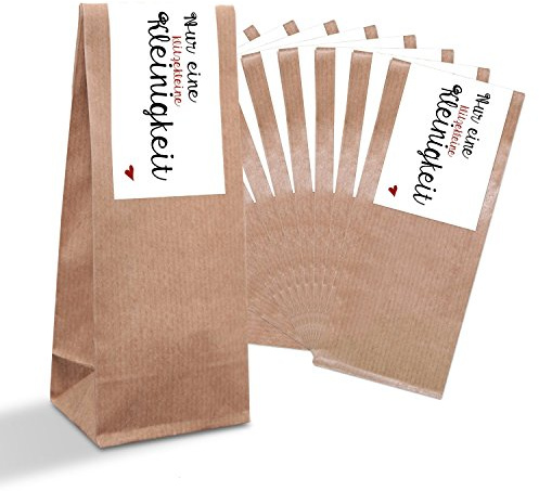 Logbuch-Verlag 25 kleine Lebensmittel Tüten aus Papier innen foliert Keksbeutel Gebäckbeutel Süßigkeiten mit Aufkleber