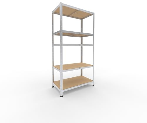 shelfplaza® 180x90x50cm Home Schwerlastregal verzinkt/Metallregal mit 5 Böden/Kellerregal Metall, Garagenregal, Werkstattregal oder Regal Lagerregal/Steckregal Metall mit 175kg Tragkraft