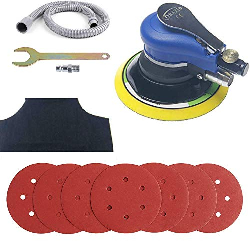 Levigatrice Rotorbitale Pneumatica ORAZIO 6 150mm Random Orbitale Aria Levigatrice a Doppia Azione con 6 Carta Vetrata e Accessori per Lucidare Levigare Auto 212525