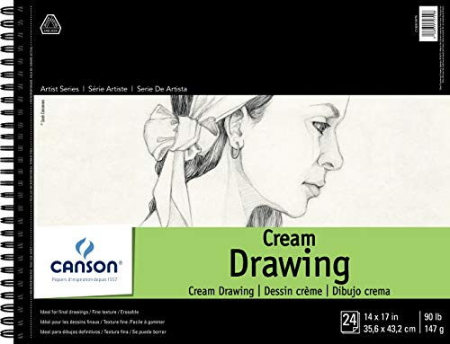 Canson Artist Series Cream Drawing Pad 14 x 17, Top Wire Bound, 24 Sheets (100510975), Count